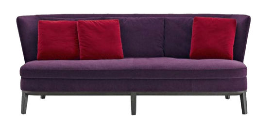 โซฟา 3 ที่นั่ง Stain Proof Sectional Couch Red Velvet Couch ห้องรับแขก ISO9001