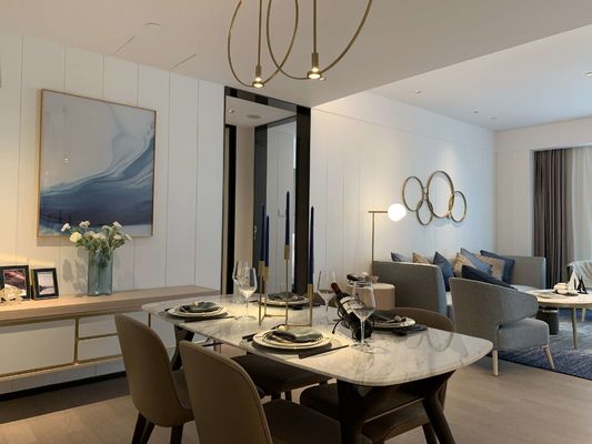 ASCOTT ชุดเฟอร์นิเจอร์ไม้ Solid ชุดห้องนั่งเล่นสำหรับอพาร์ทเมนท์ ODM