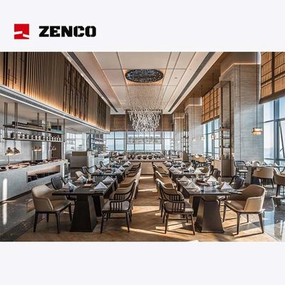 โรงแรมหรูหรา ร้านอาหารอเนกประสงค์ชุด โต๊ะและเก้าอี้หนังไม้แข็งสําหรับสี่คน